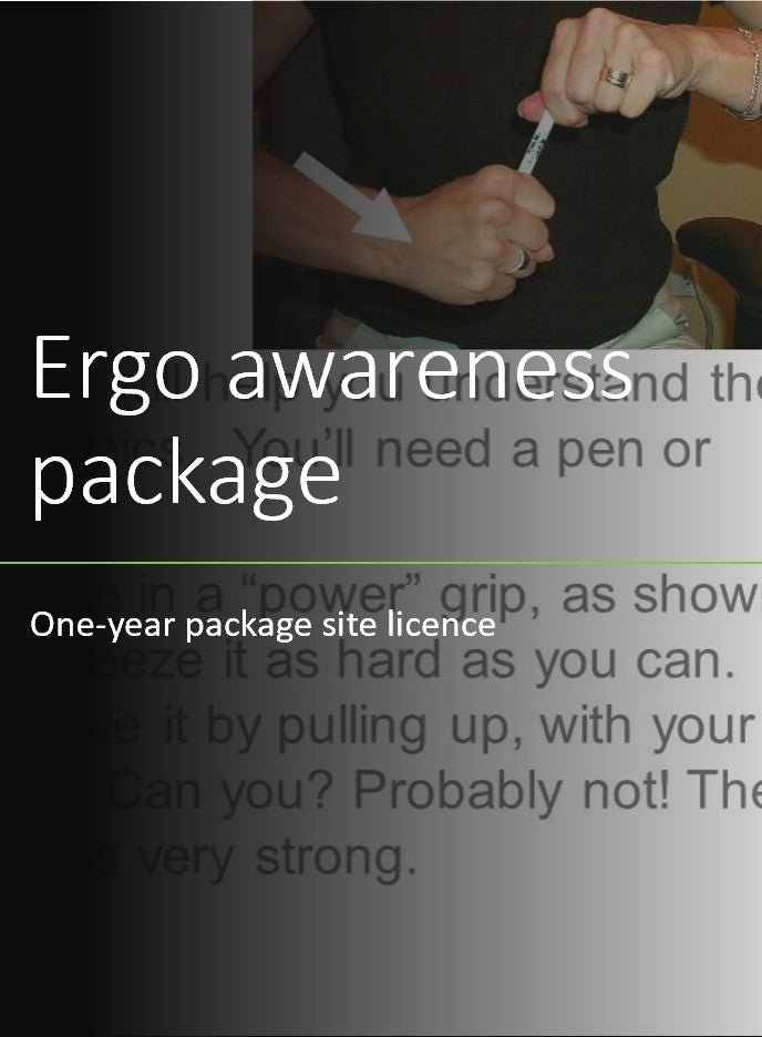 photo showing gripping activity to demonstrate how wrist posture affects grip strength, represents material in our one year ergonomics awareness package licence